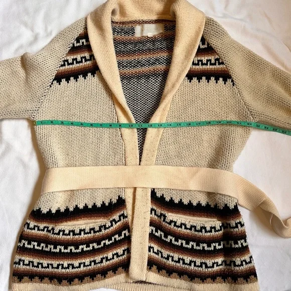 Jen's Pirate Booty Cream and Brown Patterned Knit Cardigan - Picture 4 of 6